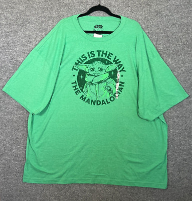 Star Wars Shirt Mens 4XLB XXXXL Green Grogu Mandalorian Tshirt Stretch NEW