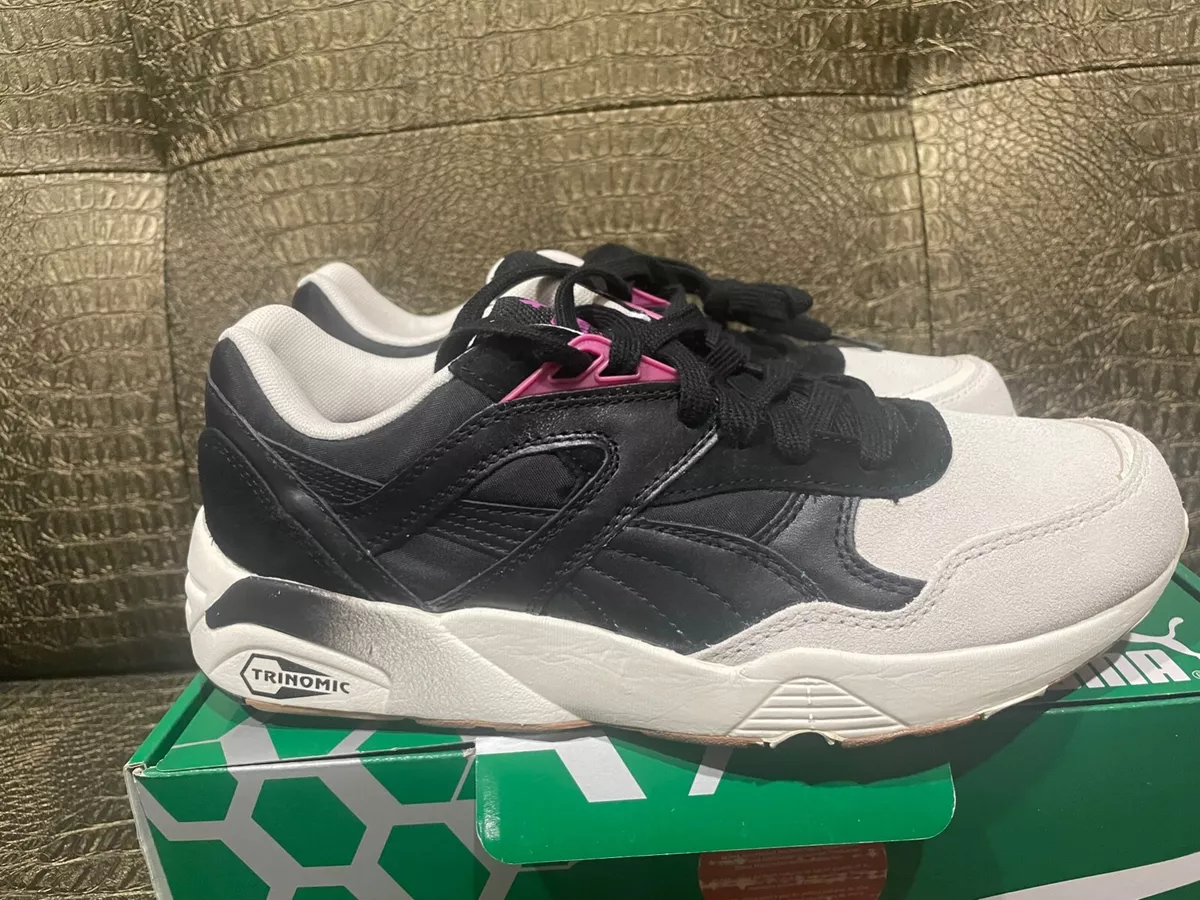 Puma R698 Blocks And Stripes Shoes Woman Trainers BLACK 358069 01 NEW