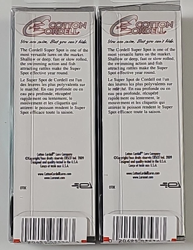 Lote De Dos Señuelos De Pesca Algodón Cordell 3" Cromo Azul Super Spot Nuevos  Foto 2 de 3