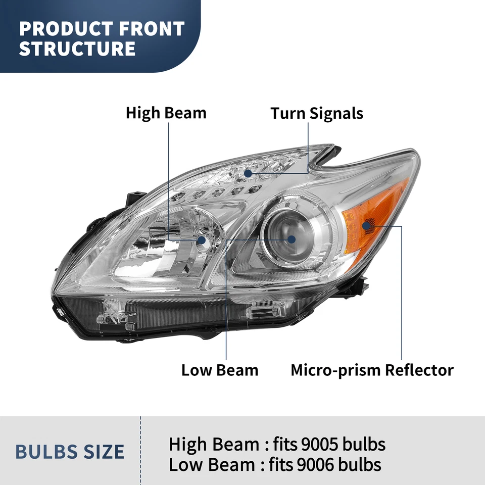 Juego de faros proyectores izquierda y derecha para Toyota Prius 2012-2015 10-15 Foto 3 de 4