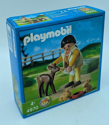 PLAYMOBIL 4970 Tierpflegerin mit Rehkitz und Hasen Reh Kitz Kaninchen Wald NEU