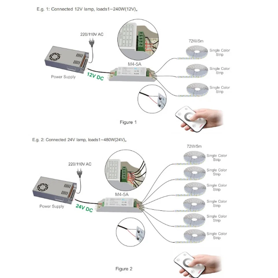 LTECH Led Strip light Dimmer 2.4G RF Touch Remote Constant Voltage Receiver 3/5A - Image 3 of 4