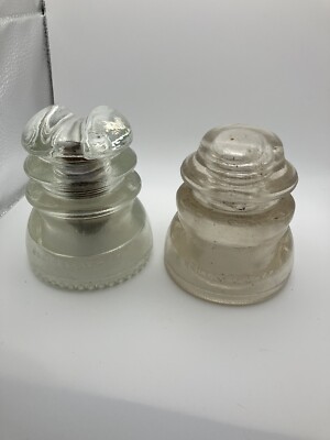 2 Vintage Hemingray - Glass Insulators Made in U.S.A. Model 43 and Model 45