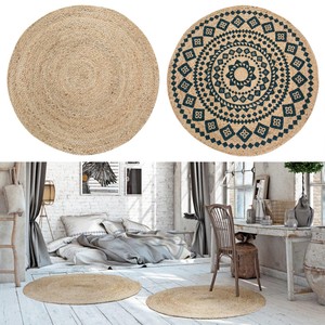 teppich rund jute beige handgeflochten boho wohnzimmer ethno naturfaser natur ebay