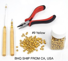 500pcs Silicone Beads  Micro Rings Loop Hair Extensions Pliers Hook Tool Kit 9