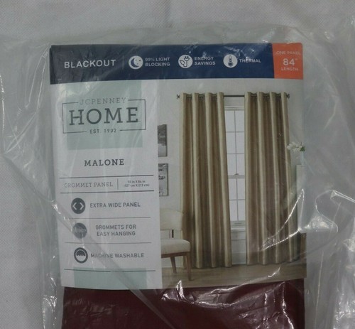2 JCP Malone Silk Like Grommet Curtain Panel 50X84 Maroon Dark Red Blackout Line - Picture 4 of 7