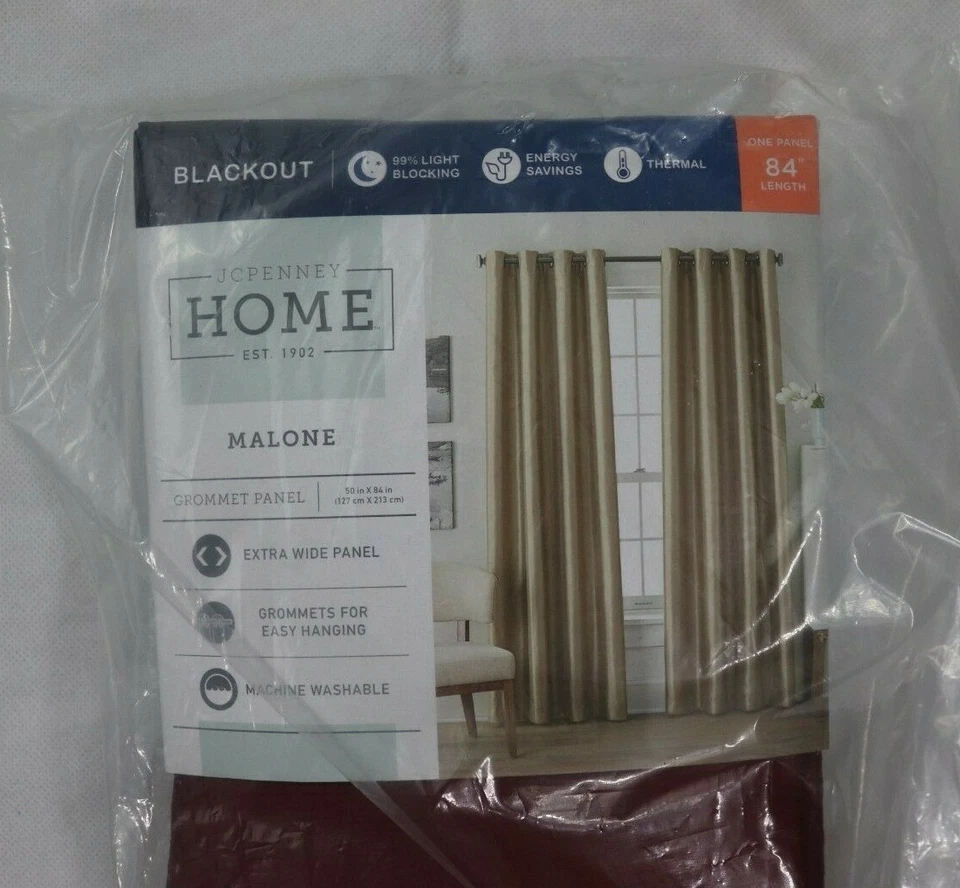 2 JCP Malone Silk Like Grommet Curtain Panel 50X84 Maroon Dark Red Blackout Line - Image 4 of 4
