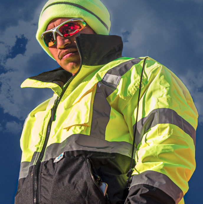 HIGH VISIBILITY INSULATED HI VIS REFLECTIVE ROAD WORK SAFETY BOMBER ...
