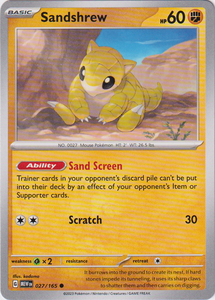 Pokémon - 151 - Sandshrew - 027/165 - ENGLISH - NM/M