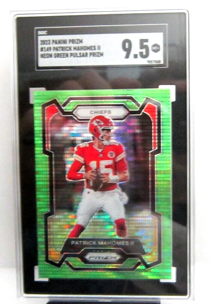 Patrick Mahomes II 2023 Prizm Neon Green Pulsar Refractor Prizm SGC9.5!Chiefs - Picture 1 of 2