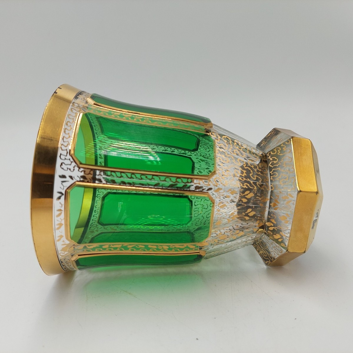Antique Moser Bohemian Gilt Glass Green Cabochon Czech Gold Antique Moser Bohemian Gilt Glass Green Cabochon Czech Gold
