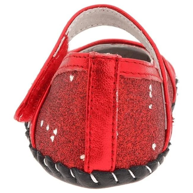NUEVO Pediped Originales Infantil EE. UU. 4 Alyssa Rojo Corazón Brillo MJ Zapato de Vestir Plano Foto 4 de 4
