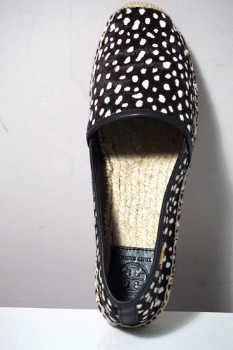 Tory Burch McKenzie Black Pony Print Leather and Calf Hair Espadrilles Size 10 - Picture 8 of 11