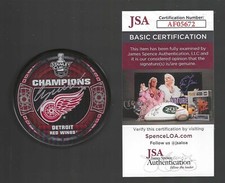 Chris Osgood Signed Detroit Red Wings 2008 Stanley Cup Champions Puck JSA COA
