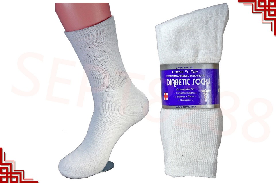 Crew Cotton Diabetic Socks for Men and Women - Size 13-15, Black