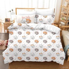 3D Cats Heart Pattern Colorful Quilt Cover Set Duvet Cover Bedding Pillowcases