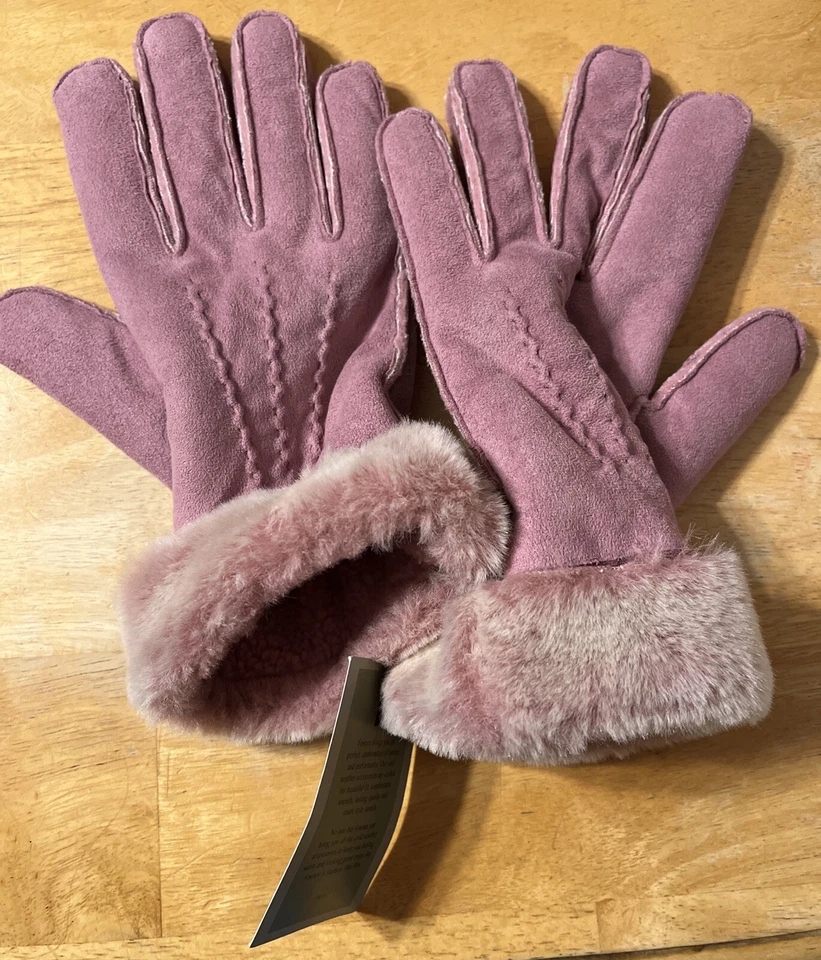 Guantes de imitación de cuero Fownes con forro de piel sintética para mujer rosa talla grande L/XL Foto 3 de 4