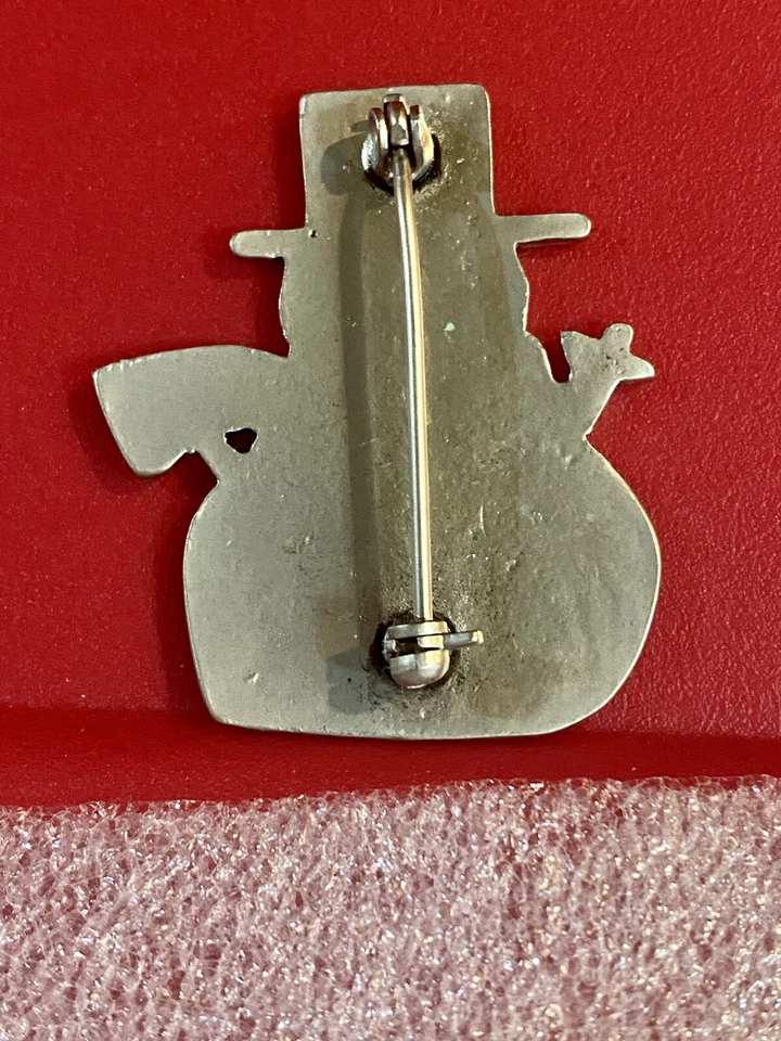 "Broche prendedor muñeco de nieve de peltre con bufanda esmaltada amarilla 1,5""" Foto 2 de 3