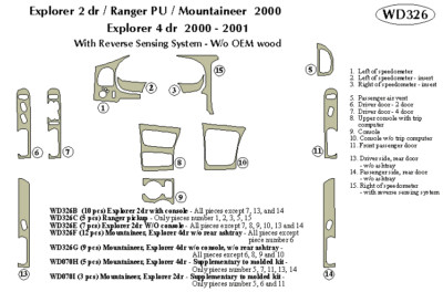 MERCURY MOUNTAINEER 2000 DASH TRIM KIT g