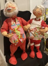 VTG RARE  Annalee Santa & Mrs Claus 28” Tall Mobilitee Doll Christmas Standing