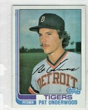 1982 Topps Baseball Card # 133 Pat Underwood - Tigers