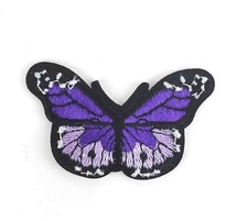 PURPLE Butterfly Iron on Embroidered Patches Sew Applique Repair Patch 1586