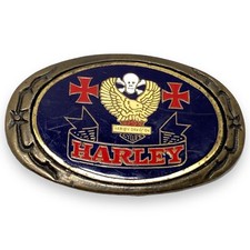 VTG - Harley Davidson Motor Cycles - Belt Buckle - Stamped 319 - Skull and Bones