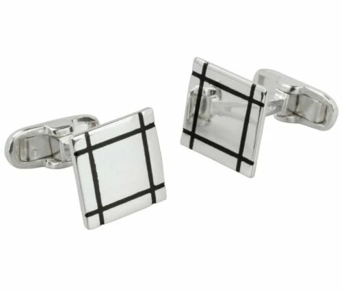 Silver Enamel Cufflinks for Men
