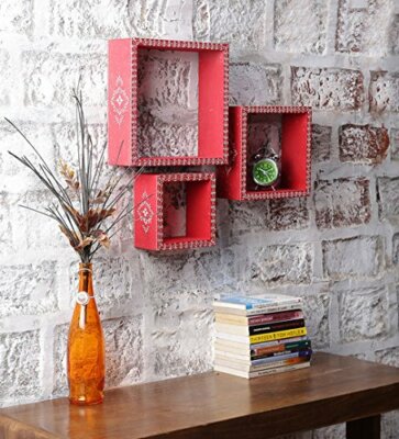 Hand Paint Carving Stylish Decorative Floating Wall Shelf Cherry Stylish Decorative Floating Wall Shelf