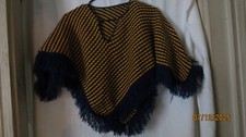 Vintage Kids Poncho/ Cape/ Shawl. Yellow/Blue