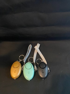 Personal Safety Alarm Keychains   Gold, Mint Green & Black   Loud Siren + LED