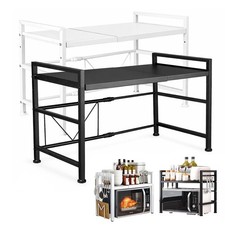 2 Tier Expandable Microwave Shelf Kitchen Storage Rack Countertop Stand