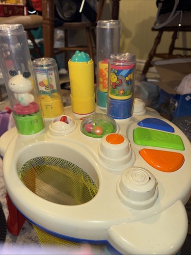 2001 Playskool Air-Tivity Table W/ 5 stackable cylinders Hasbro Works & Complete