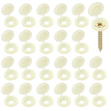 Screw Snap Covers Plastic Hinged Screw Cover Caps 5 mm & 100 Pack & Beige