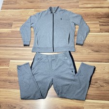 Ralph Lauren Polo Sz XL Full-Zip Tracksuit Jacket Jogger Pants Fleece Grey Black