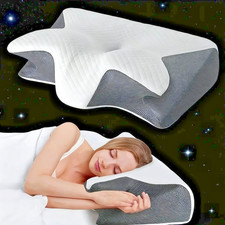 Ergonomic Memory Foam Neck Pillow Orthopedic Cervical Support Pain Relief Sleep.