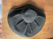 Evelyn Varon Merrimac Vintage women hat Black Cartwheel Fascinator 1940s 1950s