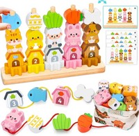 Montessori Spielzeug FäDelspiel Bausteine Motorikspielzeug Ab 2 Jahre Geschenk