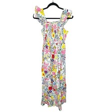 THML Ruffle Wild Garden Fun Colorful Bright 100 Cotton Maxi Dress Size Medium