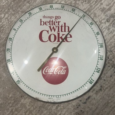 12' round ''Things Go Better With Coke''  Coca-Cola Thermometer 1960s