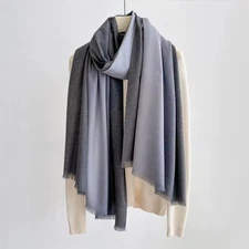 Luxury Style Women's Scarf – Gradient Pashmina Wrap with Tassels Polyester