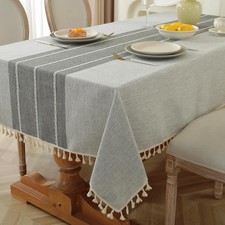 Waterproof Rectangle Tablecloth Rustic Table Cloth Cotton Linen Wrinkle Free Tab