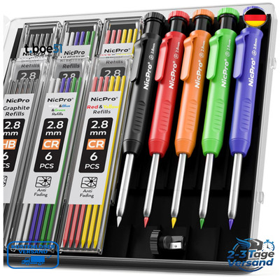 Nicpro Tieflochmarker Bleistift Set 5 Stück 41 Minen 5 Farben Hol