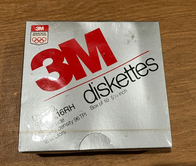 NOS 3M Box of 10 DS, DD, 96TPI 16RH 5-1/4  Diskettes DC 051111 00242 NEW/SEALED