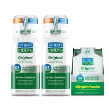 SmartMouth Original Activated 2-Pack Mouthwash & Single Packs, Travel Mouthwa...