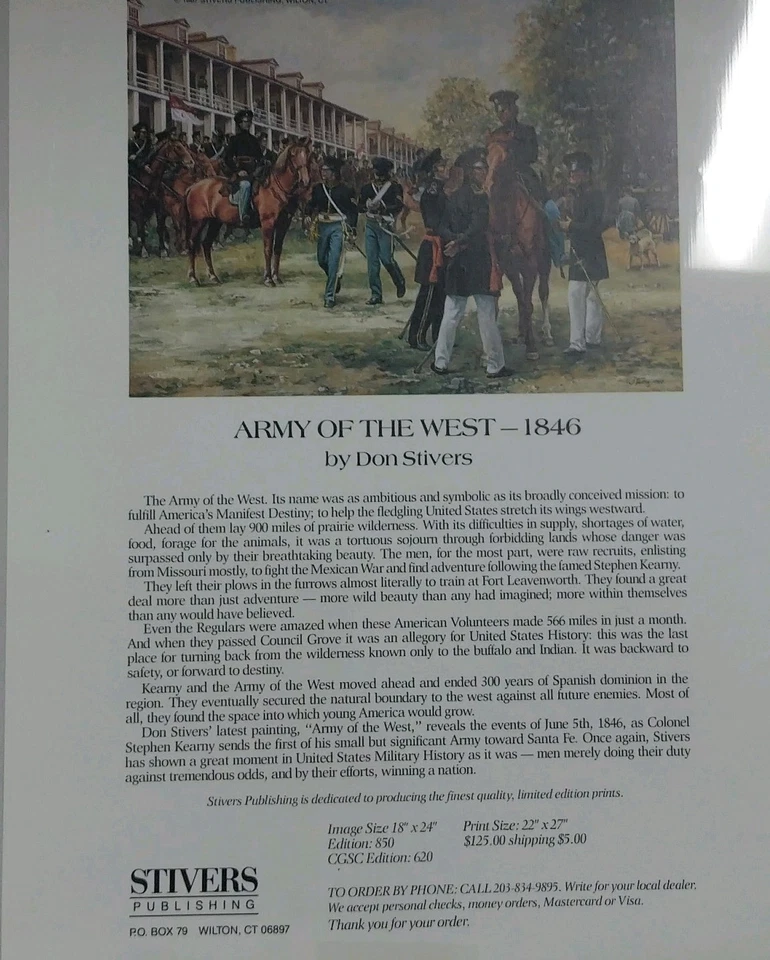 Don Stivers Army of the West—1846 Signed Limited Edition Lithograph Print 1987 - Image 3 of 4