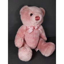 Vintage Dakin Teddy Bear Pink Mauve Jointed Stuffed Animal Plush 1989 14  