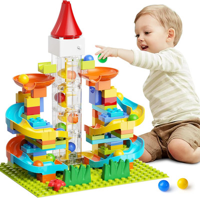 Motorized Marble Run Toys for Kids Ages 3-8, 102 PCS STEM Building Set with Auto