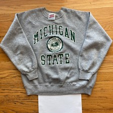 VINTAGE 90s MICHIGAN STATE SPARTANS MSU RAGLAN BIG LOGO CREWNECK SWEATSHIRT vtg