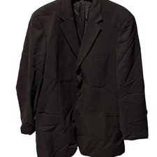 Hugo Boss 2 Piece Suit 44L 38X30 Gray Wool Tonal Texture Pleated Cuffed Pants